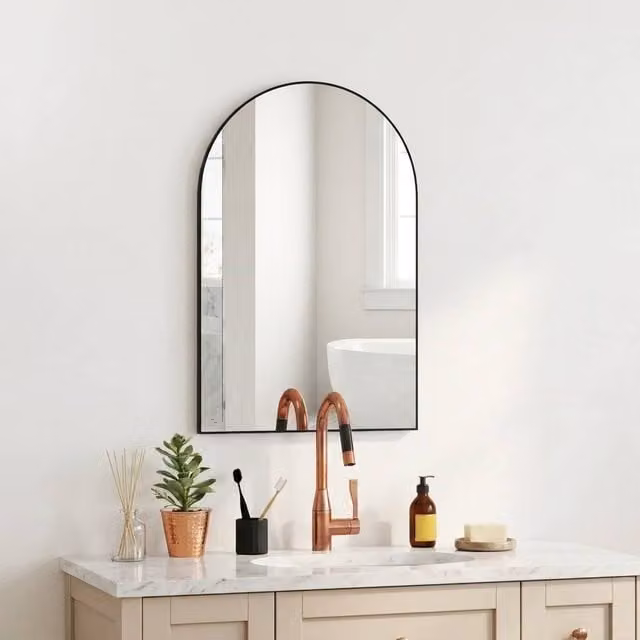 STILVORA Arched Wall Mirror in Black, W: 50 cm, H: 70 cm
