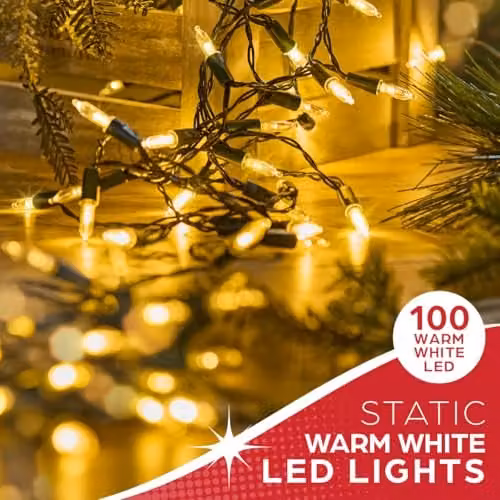 The Christmas Workshop 100 Warm White LED Christmas Tree Fairy Lights, 12.9m Length, Indoor and Outdoor Use – 5