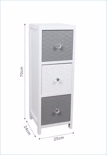 Home Source 3 Drawer Wooden Storage Chest in White and Grey – 2
