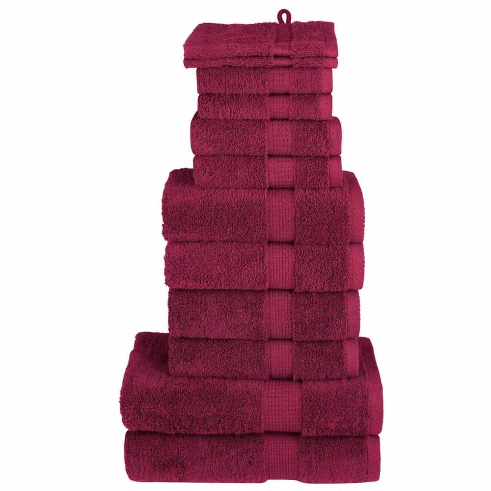 Berkfield Home SOLUND 12 Piece Premium Cotton Terry Towel Set in Burgundy – 2