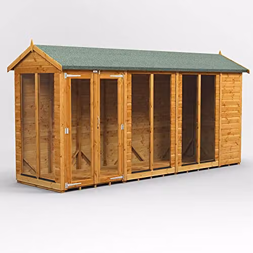 Powersheds Premium Apex Wooden Summer House Shed in Brown with Security Features and PVC Window Sills – 1