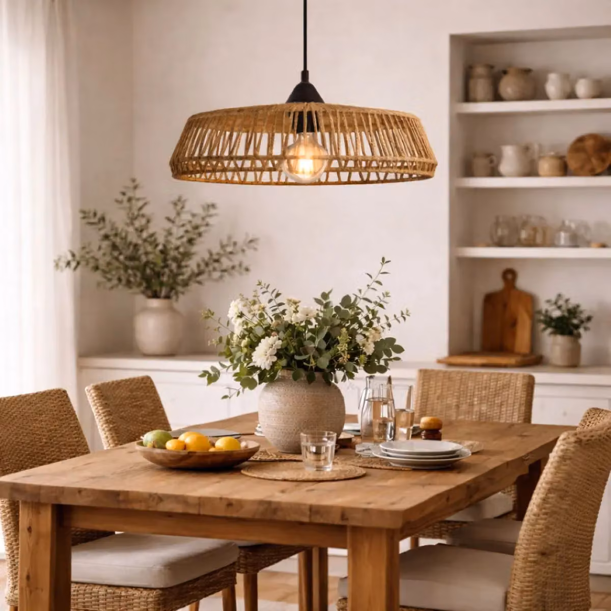 CGC Lighting Natural String Round Woven Easy Fit Lampshade in Beige, Diameter: 50 cm – 7