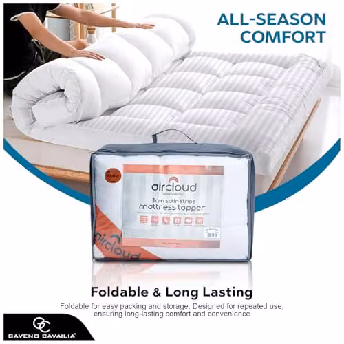 Gaveno Cavailia Satin Stripe Mattress Topper, White, King Size, 152 x 203 cm – 3