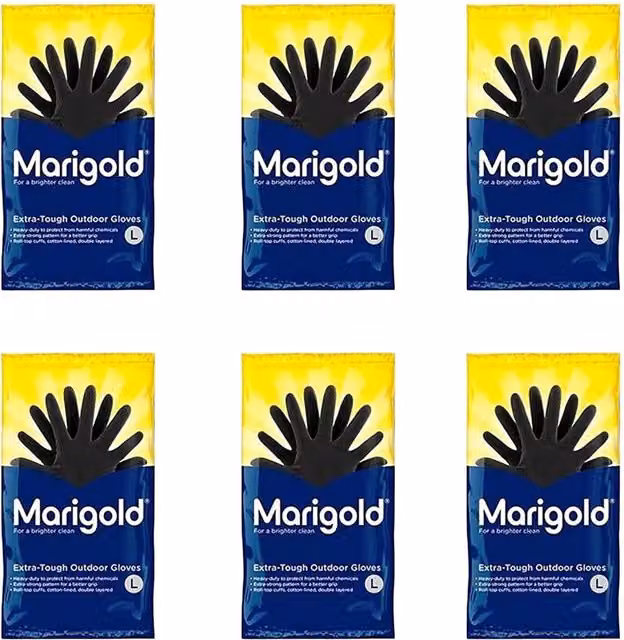 Marigold Extra Tough Outdoor Rubber Gloves in Black, Large