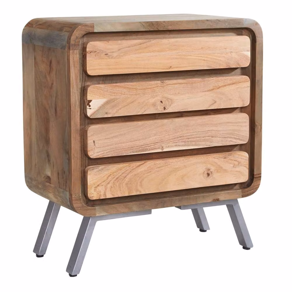 Wyld Haus Los Angeles 4 Drawer Wide Chest in Brown, Reclaimed Wood and Metal – 2