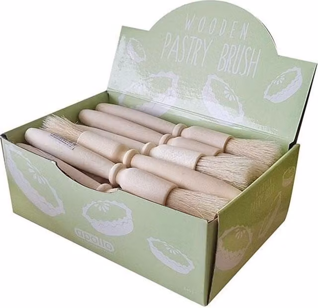 Universal Textiles Wooden Pastry Brush Display, 24 Pack, Multicolour and Beige