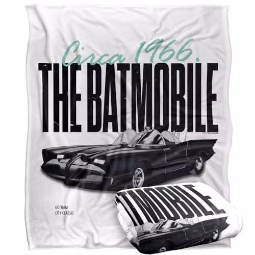 LOGOVISION Batman Classic TV Series The Batmobile Super Soft Silky Touch Fleece Throw Blanket, Multicolour, W: 152 cm, D: 127 cm – 1