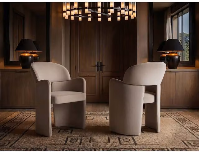 Solace+Co Estella Brown Velvet Armchair Dining Chair