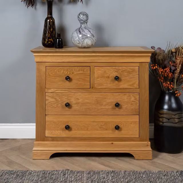 Elm Home And Garden Rustic Oak 2 Over 2 Chest Of Drawers in Brown