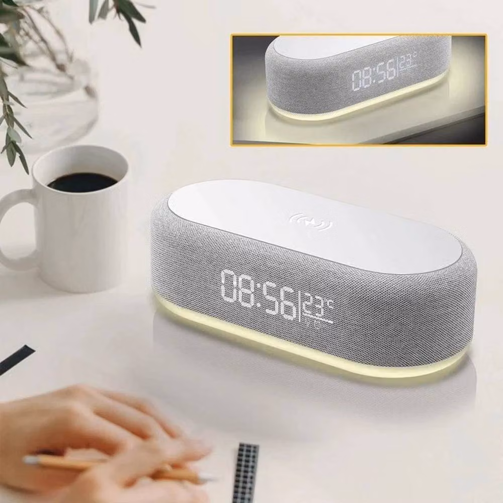NESTLUNE 15W Wireless Charger Station Alarm Clock with Thermometer, White, W: 15 cm, D: 15 cm, H: 15 cm – 3