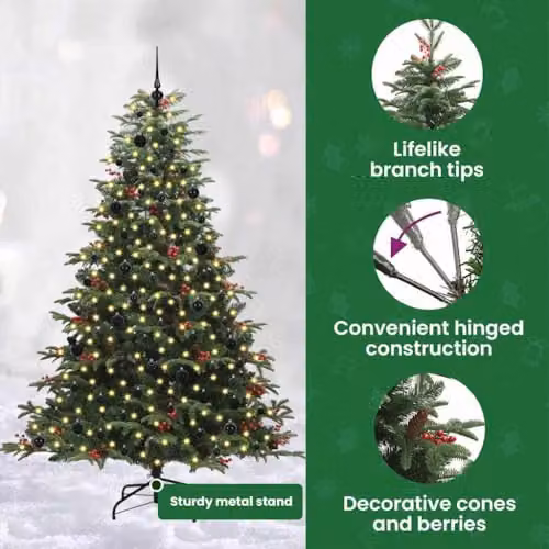 vidaXL Artificial Christmas Tree with 300 LEDs in Green, Height: 240 cm – 5
