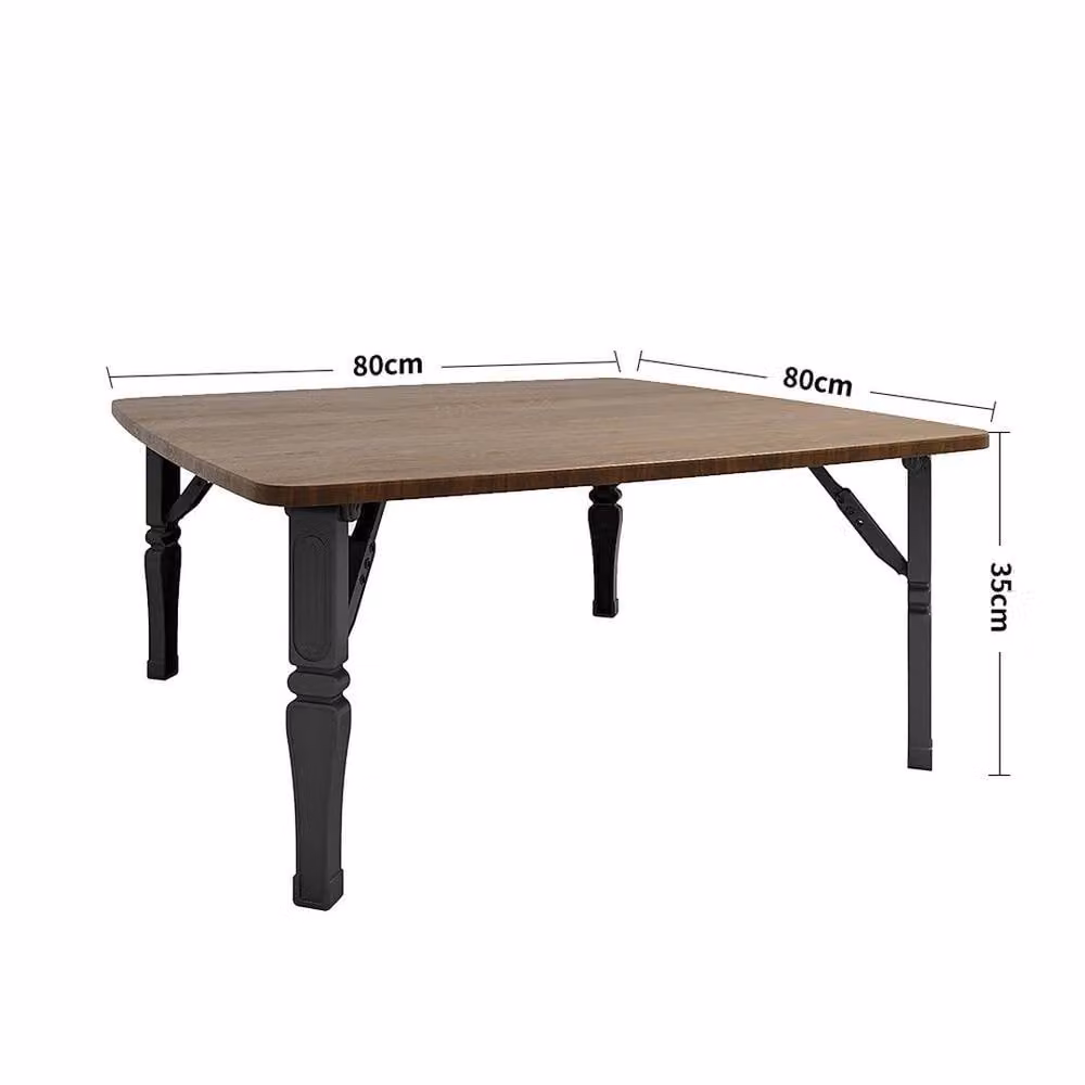 FORGEVIO Large Foldable Japanese Coffee Table in Brown, W/D/H: 80 x 80 x 35 cm – 3