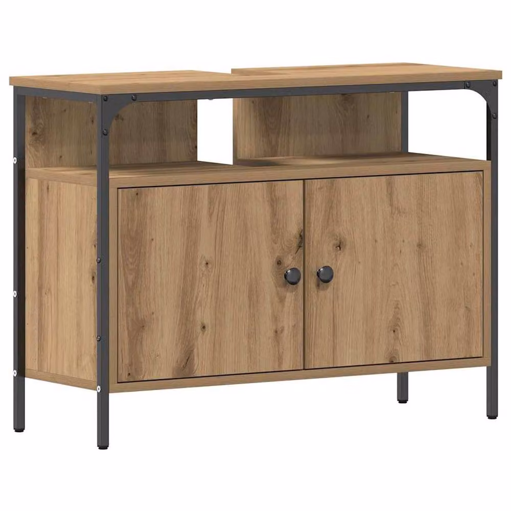 Berkfield Home Modern Artisan Oak Bathroom Sink Cabinet in Brown, W/D/H: 80 x 30 x 60 cm – 2