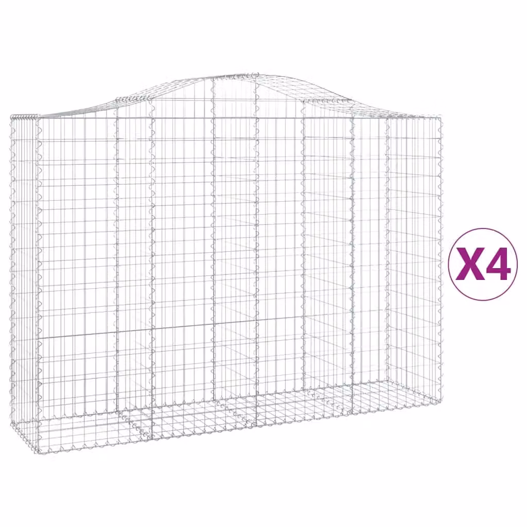 Berkfield Home Arched Gabion Baskets, 4 Piece Set, Silver Galvanised Steel, W: 200 cm, D: 50 cm, H: 140-160 cm – 2