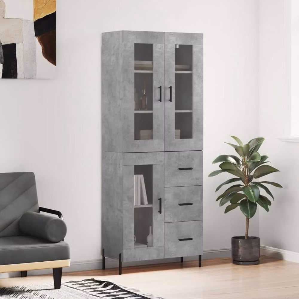 Berkfield Home Modern Highboard in Concrete Grey, W/D/H: 69.5 x 34 x 180 cm – 2
