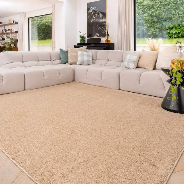 Kukoon Moroccan Shaggy Rug in Beige, Machine Washable Polyester Bedroom Carpet, W: 200 cm, L: 290 cm
