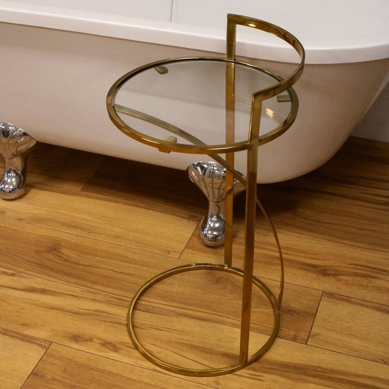 Balterley Nouveau Round Coffee Table with Glass Top in Gold and Transparent, W/D/H: 71 x 38 x 38 cm – 2