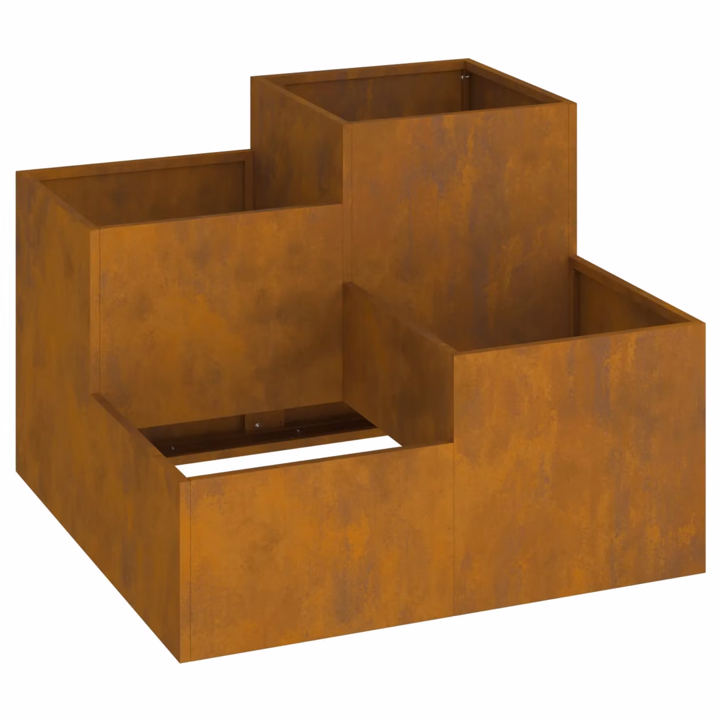 Berkfield Home Weathering Steel Garden Planter Tub in Brown and Multicolour, W/D/H: 80 x 80 x 60 cm – 2