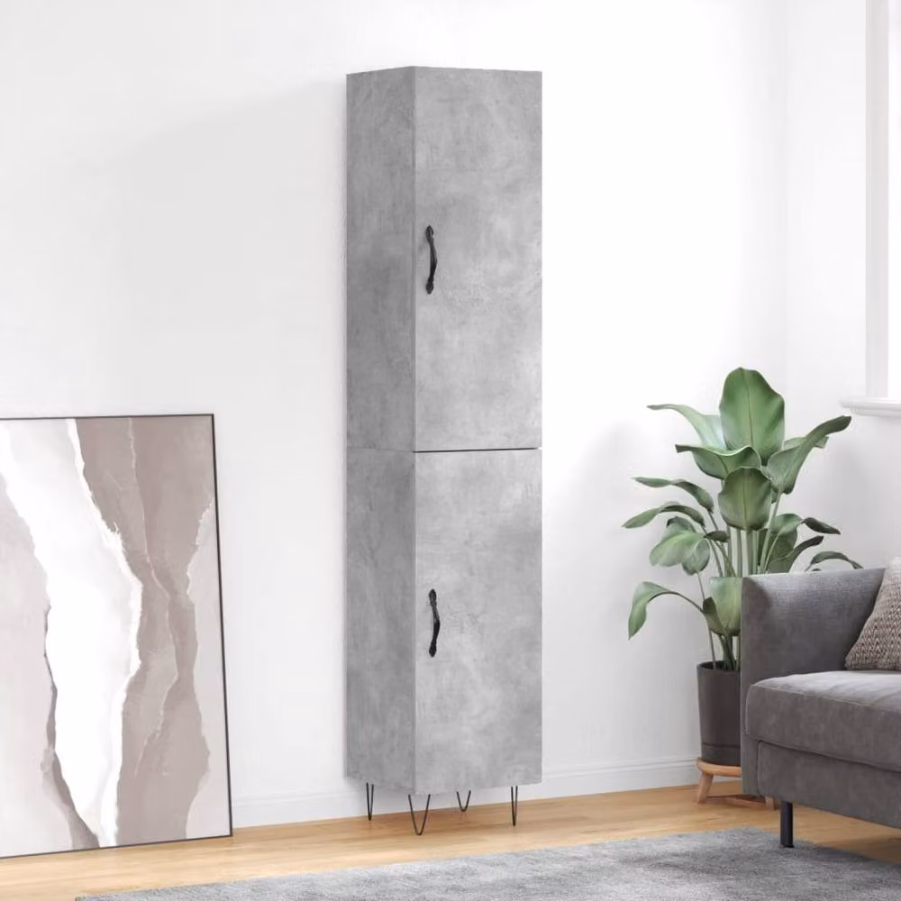 Berkfield Home Highboard in Concrete Grey, W/D/H: 34.5 x 34 x 180 cm – 2