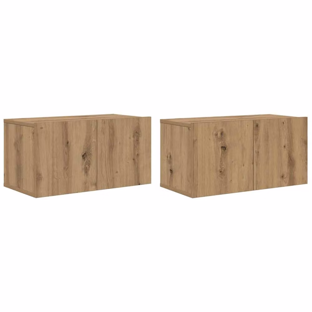 Berkfield Home Artisan Oak MDF Rectangular TV Cabinet in Brown – 3