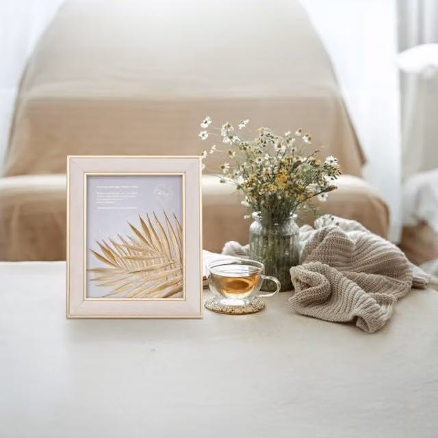 The Port. Co Gallery Modern Rectangular Gold Edged Velvet Tabletop Picture Frame, W: 25.4 cm, H: 20.32 cm, D: 2.54 cm