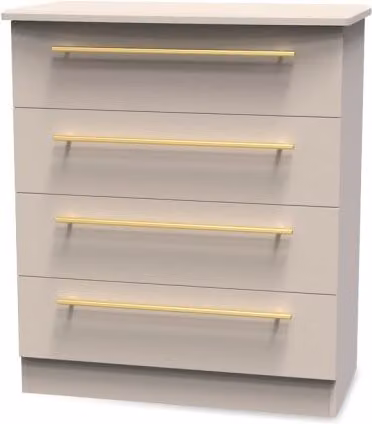Welcome Haworth 4 Drawer Chest of Drawers in Grey with Gold Accents