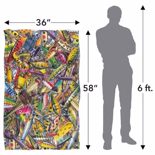 JQ Licensing Fishing Lures Silky Touch Super Soft Fleece Throw Blanket, Multicolour, W: 91 cm, H: 147 cm – 4