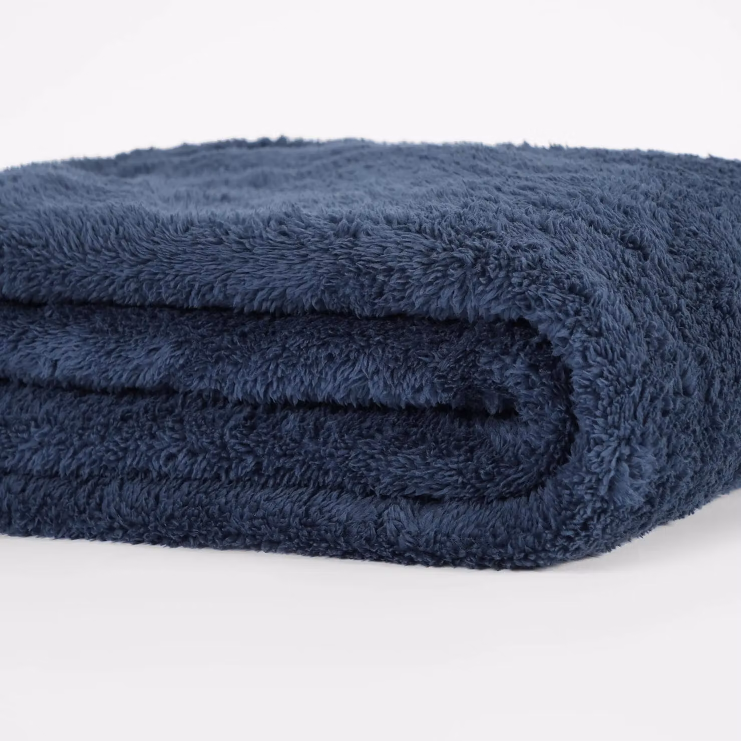 OHS Large Fluffy Teddy Fleece Throw Blanket in Navy Blue, W/D/H: 125 x 150 cm – 2