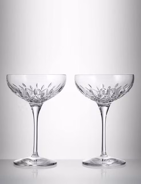 Waterford Lismore Essence Set of 2 Transparent Crystal Cocktail Coupe Glasses