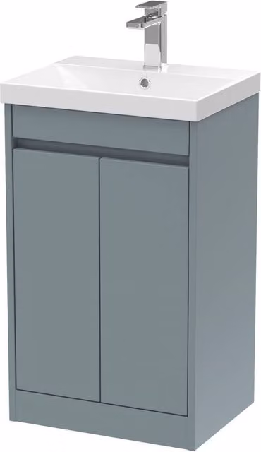 Balterley Chartley 2 Door Floor Standing Bathroom Vanity Unit with Thin Edge Basin, Coastal Grey, W/D/H: 52.0 x 39.5 x 83.5 cm