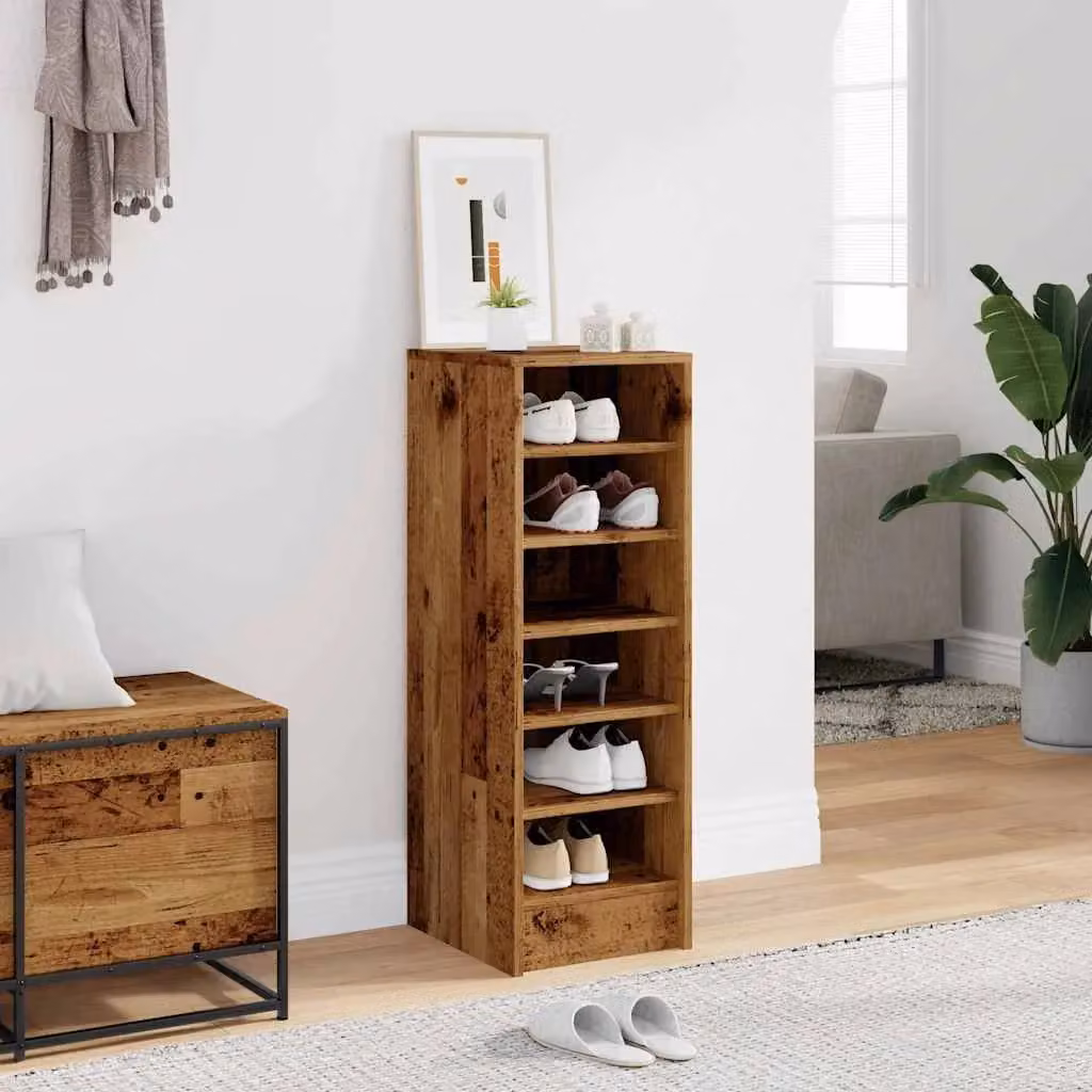 Berkfield Home Old Wood Shoe Cabinet in Brown, W/D/H: 32 x 35 x 92 cm – 3
