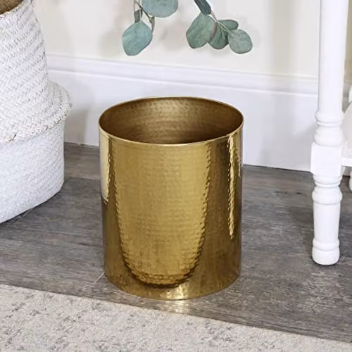 Melody Maison Metal Hammered Gold Storage Waste Bin – 1