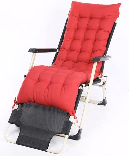 Lishetimig Red Sun Lounger Cushion Pad for Garden Recliner Chairs, Ergonomic and UV-Resistant Polyester Outdoor Fabric