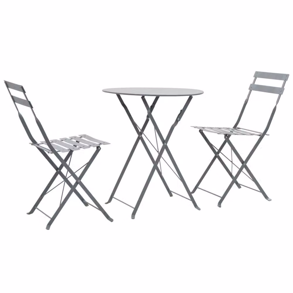 Berkfield Home 3 Piece Modern Folding Bistro Set in Matt Steel Grey