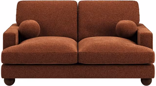 SolaceCo Addison 2 Seater Modern Upholstered Fabric Sofa in Orange with Scatter Cushions and Removable Covers