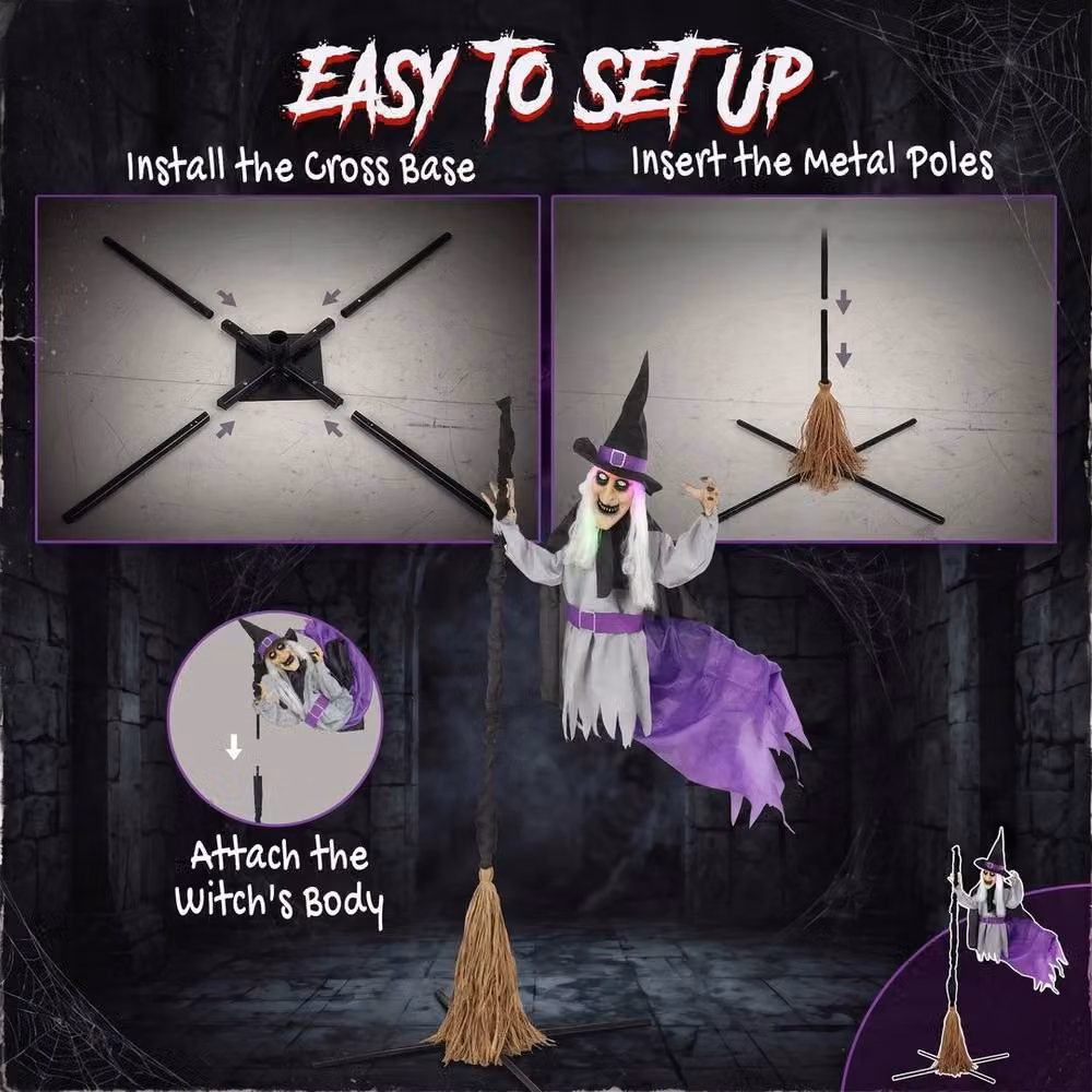 NESTLUNE Life Size Animated Scary Witch Halloween Animatronic Decor, Multicolour, Height: 200 cm – 5