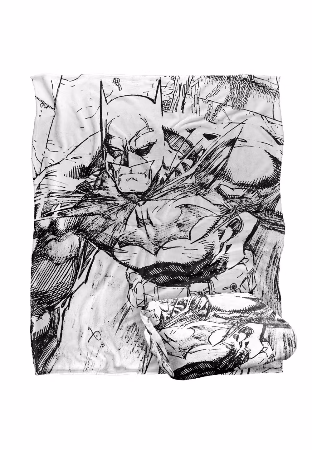 Batman Pencils Officially Licensed Silky Touch Super Soft Fluffy Throw Blanket, White, W: 152 cm, D: 127 cm – 2