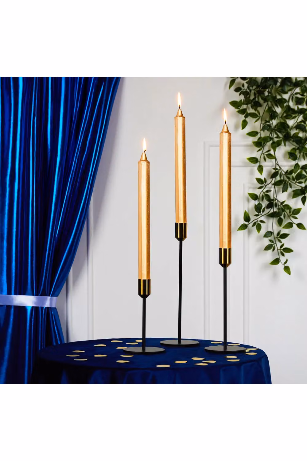 Deco Express Set of 15 Unscented Tapered Candles in Gold – 9