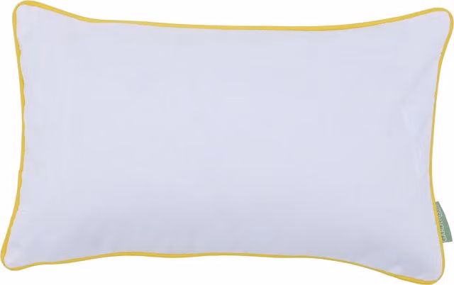 Gardenista White Rectangular Pillow with Yellow Piping and Removable Stain Repellent Cover