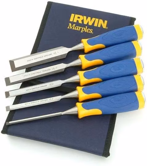 Irwin Marples MS500 Protouch 5 Piece All-Purpose Wood Chisel Set in Blue