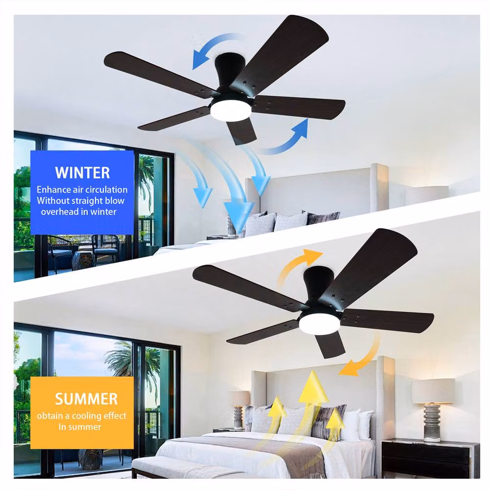 NIVOR Modern Dimmable LED Ceiling Fan with RGB Light and Remote Control in Brown – 5