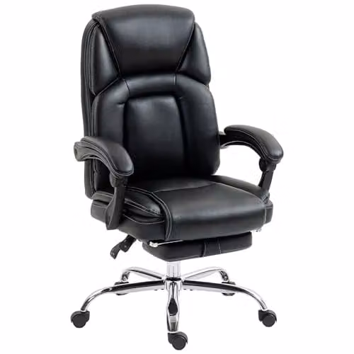 HOMCOM Black Synthetic Leather Executive Swivel Office Chair with Headrest and Armrests