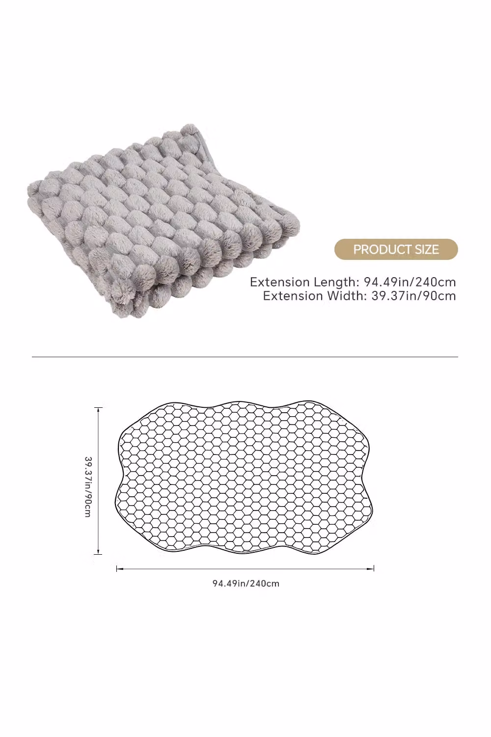 Living and Home Non-Slip Faux Plush Sofa Protector in Grey, Medium – 2