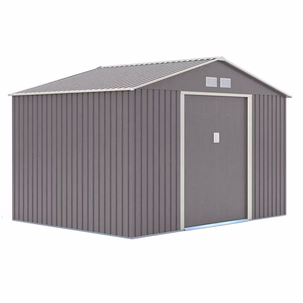 Cheshire Double Door Metal Apex Shed in Light Grey – 2