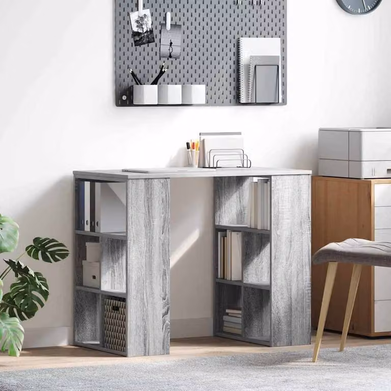 Berkfield Home Modern Corner Desk in Grey Sonoma Particle Board and MDF