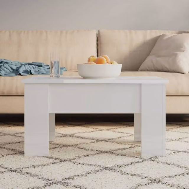 Berkfield Home Modern High Gloss White Coffee Table with Lift Mechanism, W: 79 cm, D: 49 cm, H: 41 cm