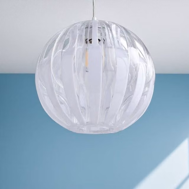 Pagazzi Bimber White and Transparent Easy-Fit Pendant Shade with Chrome Glass Panel