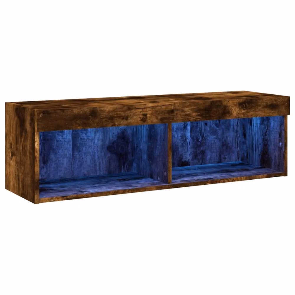 Berkfield Home Modern Smoked Oak TV Cabinet with Integrated LED Lights in Brown, W/D/H: 100 x 30 x 30 cm – 3