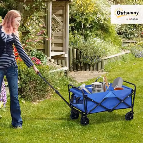 Outsunny 93L Heavy Duty Festival Trolley on Wheels, Blue – 2