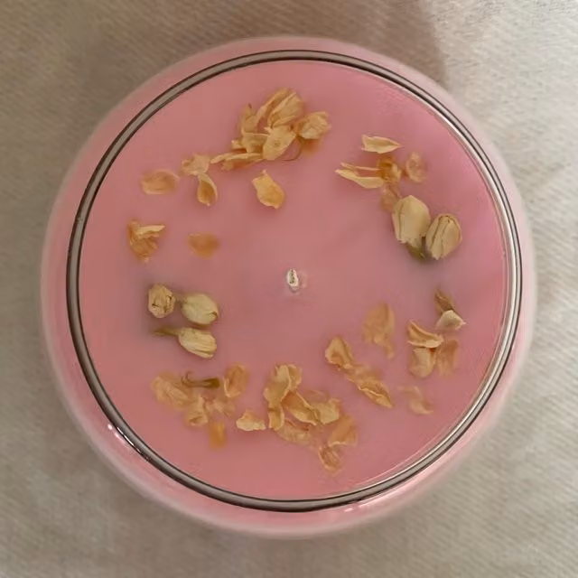Clachaig Candles Ltd Jasmine Scented Organic Wax Bowl Candle in Pink